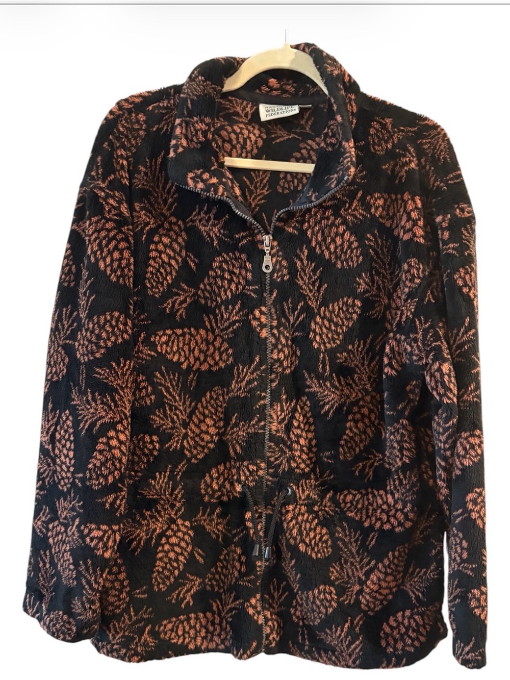 National Wildlife Federation Pinecone Fleece Jacket Medium Black Brown Full Zip
